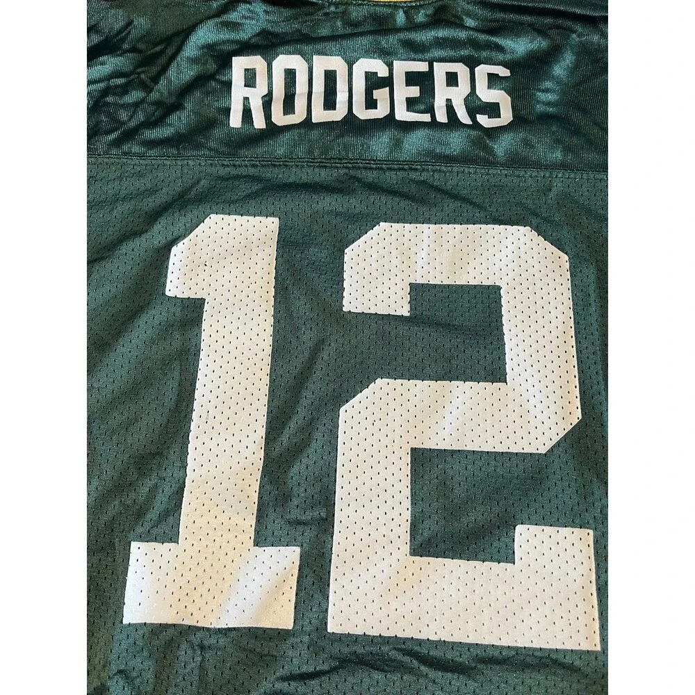 Green Bay Packers Aaron Rodgers Jersey Reebok Youth M 10-12 NFL Green Shirt